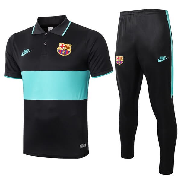 Polo Barcelona Komplett Set 2019-20 Schwarz Fussballtrikots Günstig